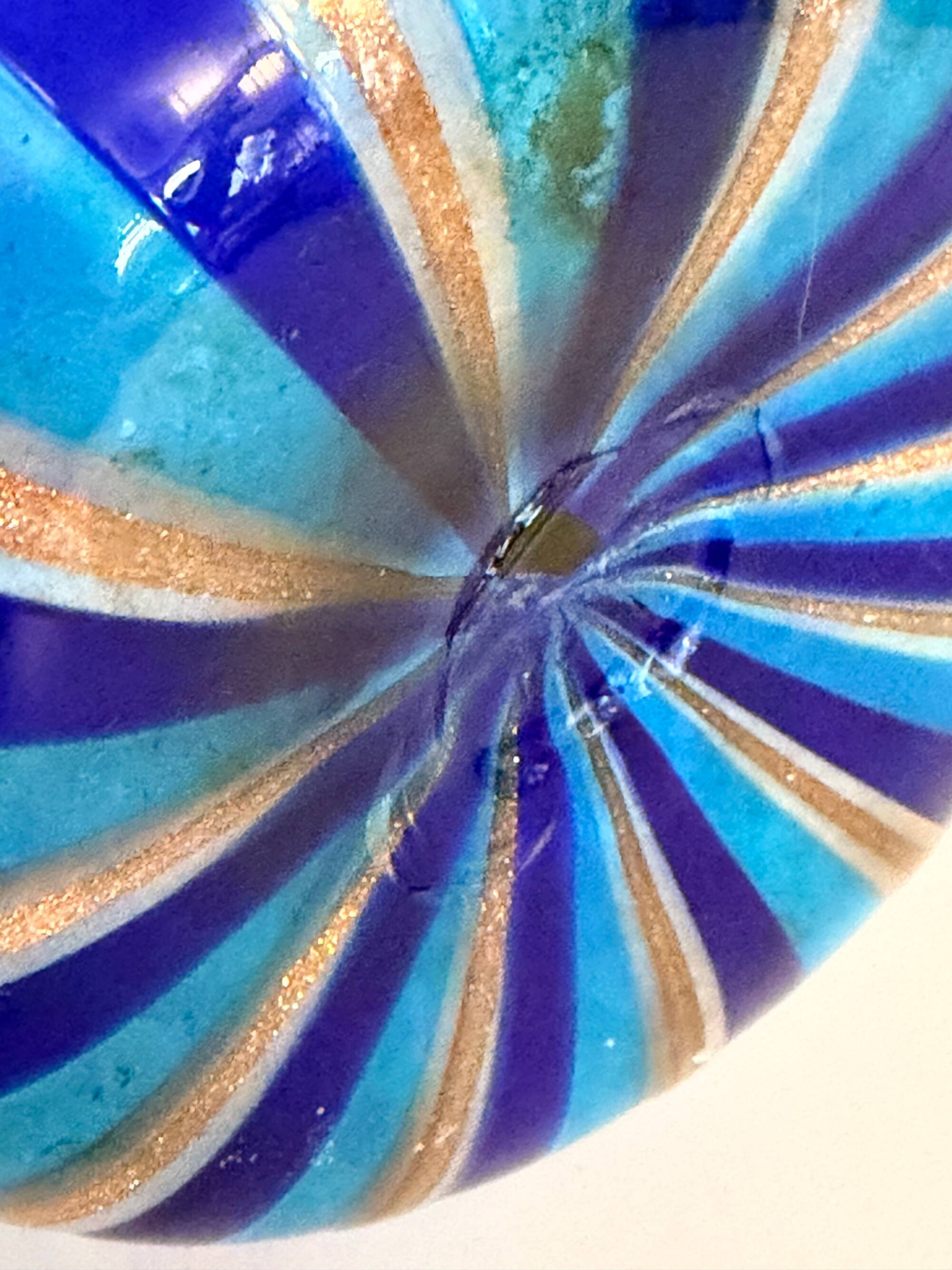 Murano Glass Vase with Blue and Light Blue Canes and Avventurine, 1980s