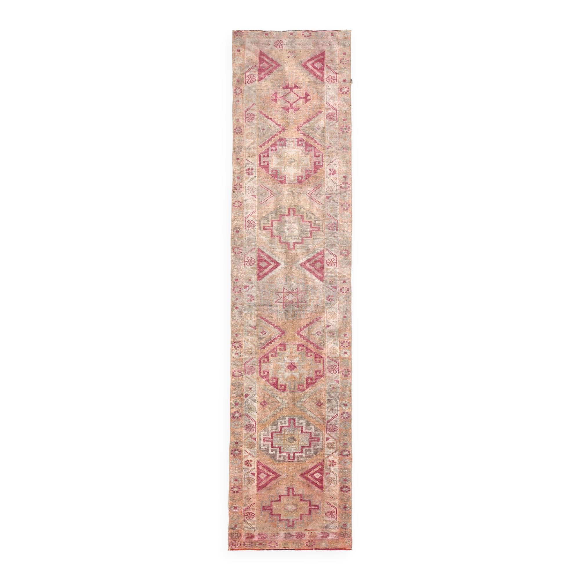 3X12 Pale Red & Pink Soft Turkish Vintage Runner Rug