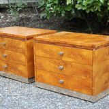 Rare pair of bedside tables in elm burl - 1970