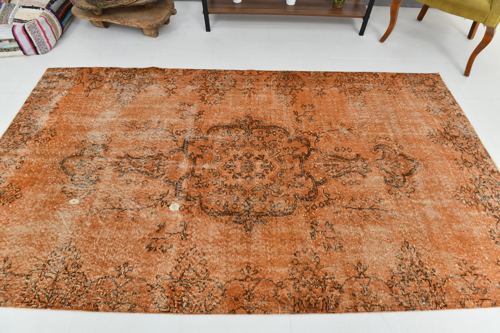 5x9 brunt orange classic turkish rug, 151x266cm