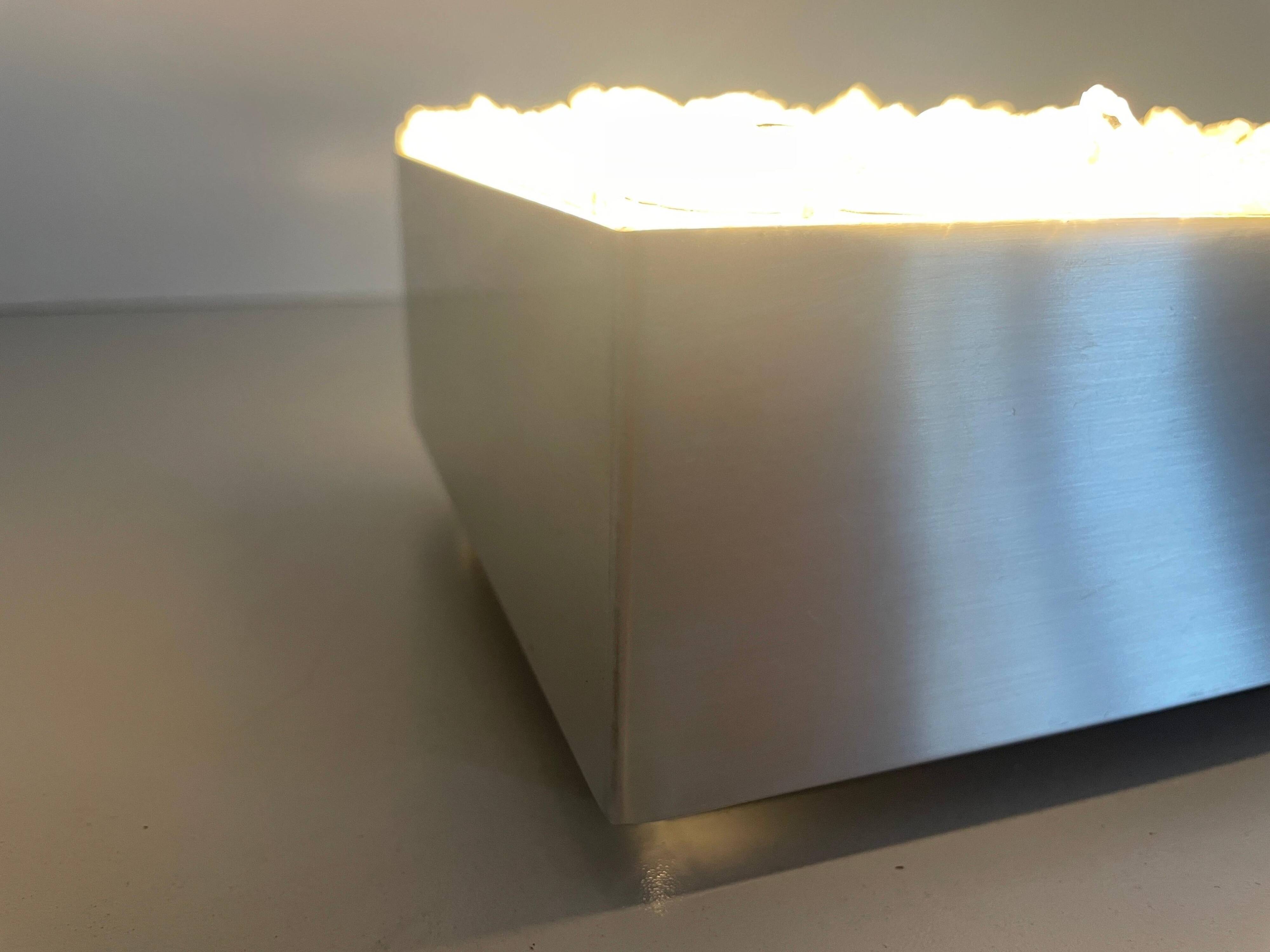 Recessed ceiling light in crystal, glass and metal, square design, 1960s, Germany