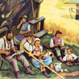 Affiche "Paysage" grille de temps l’éducation, la récolte 1919