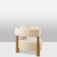 Pair of “bean” shaped armchairs, in blond beech. Contemporary work.