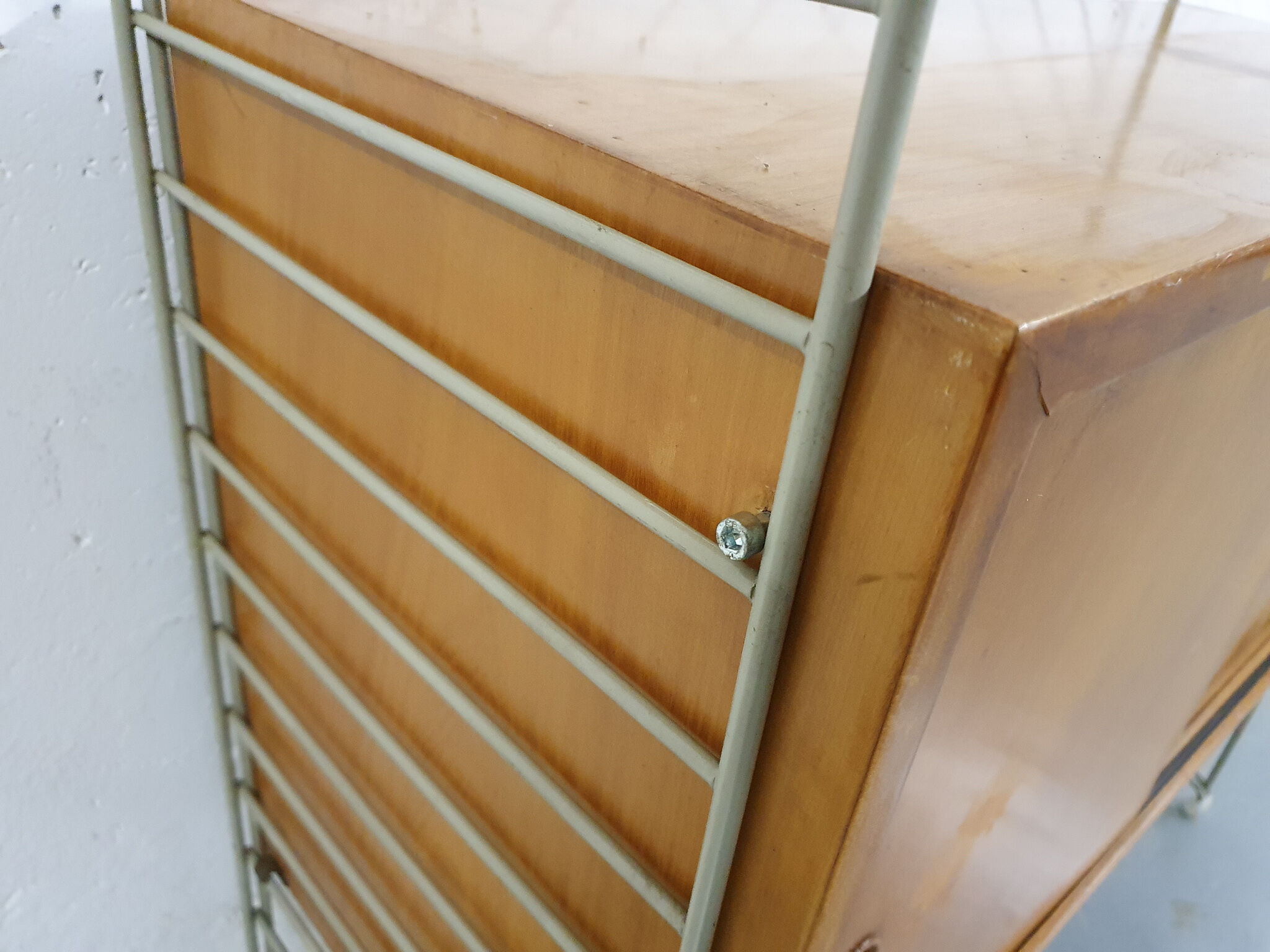 Pinewood wall unit by Nils “Nisse” Strinning for String, Sweden 1950's