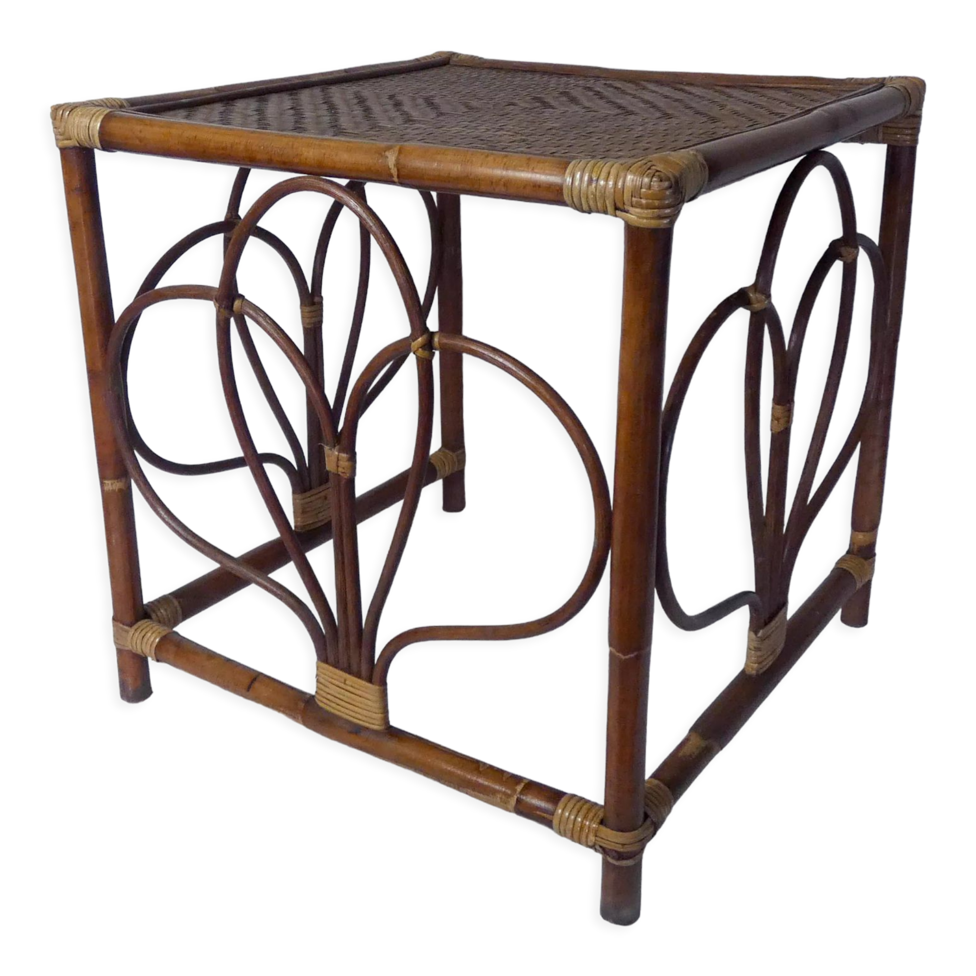 Rattan sofa end side table