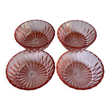 4 pink glass bowls