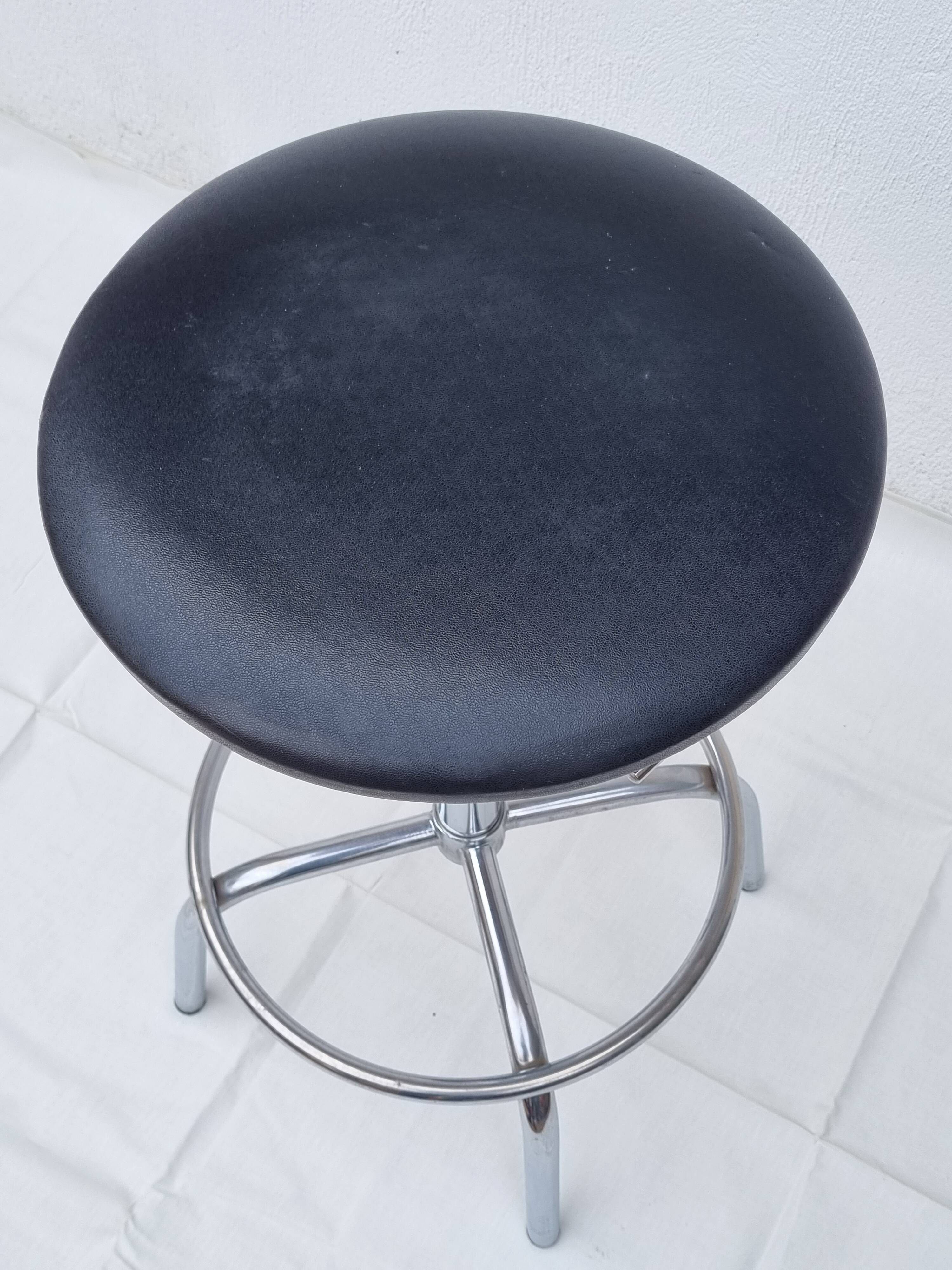 Vintage adjustable chrome stool 56 cm