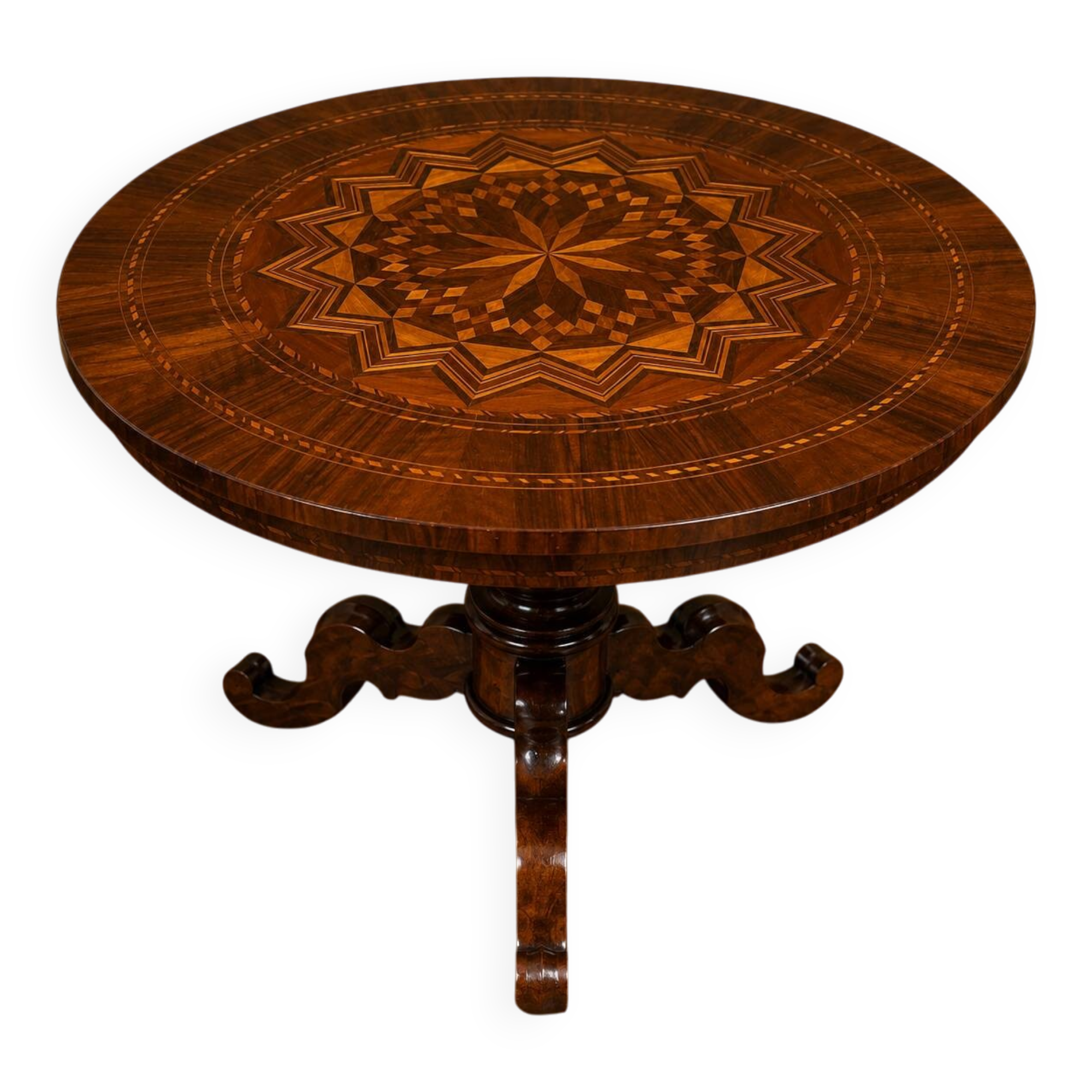 Round "Sorrentino" gueridon inlaid with a rosette design.
