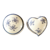 Set of two porcelain pillbox boxes
