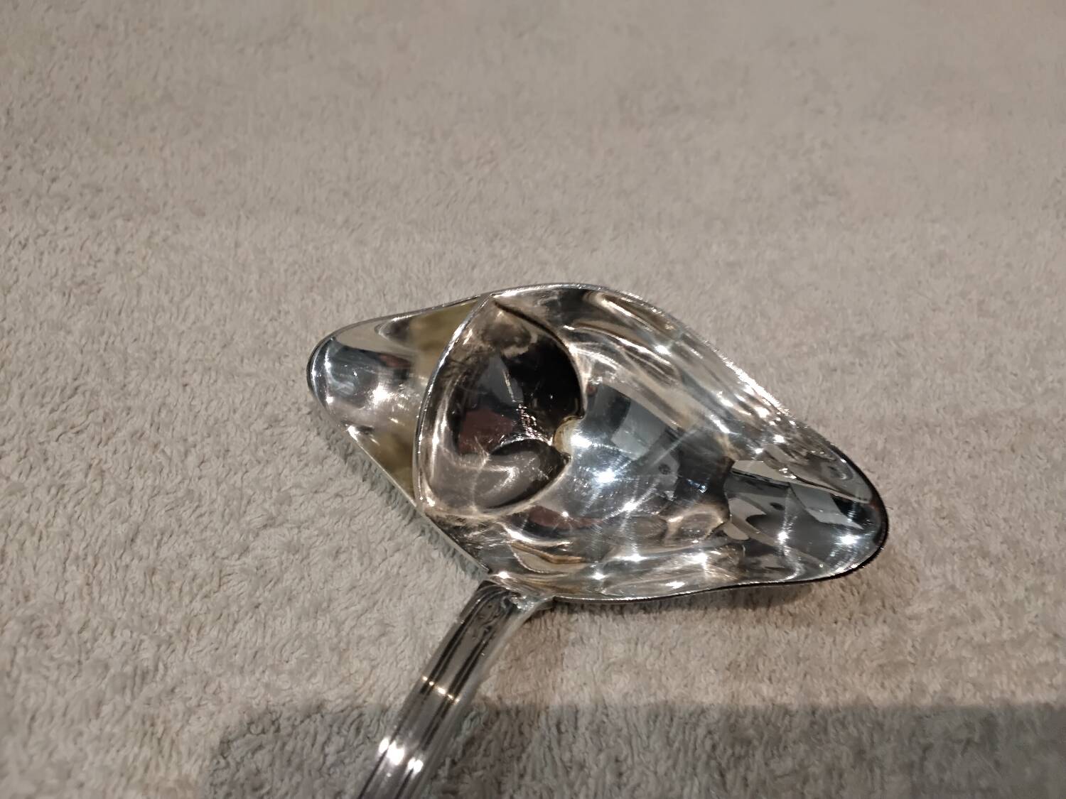 Silver-plated metal ladle for fat and lean meat, Ercuis silversmith, Louis XV, 29