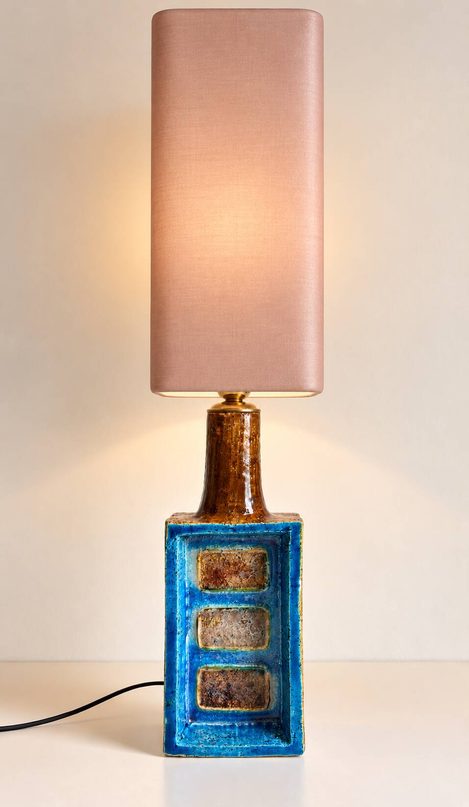 Aldo Londi for Bitossi Chamotte Ceramic Table Lamp, Italy, 1960s