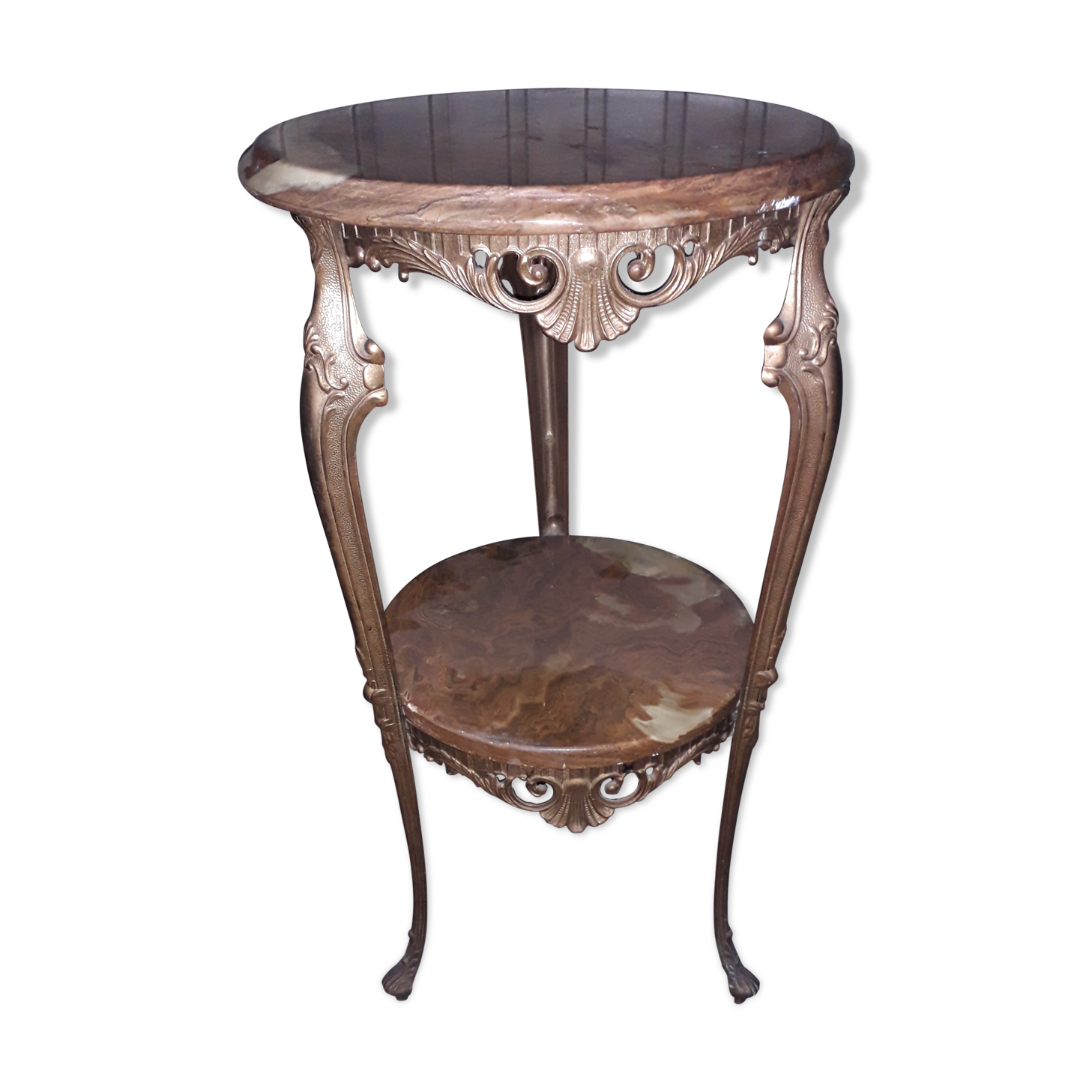 Napoleon III brass table and onyx