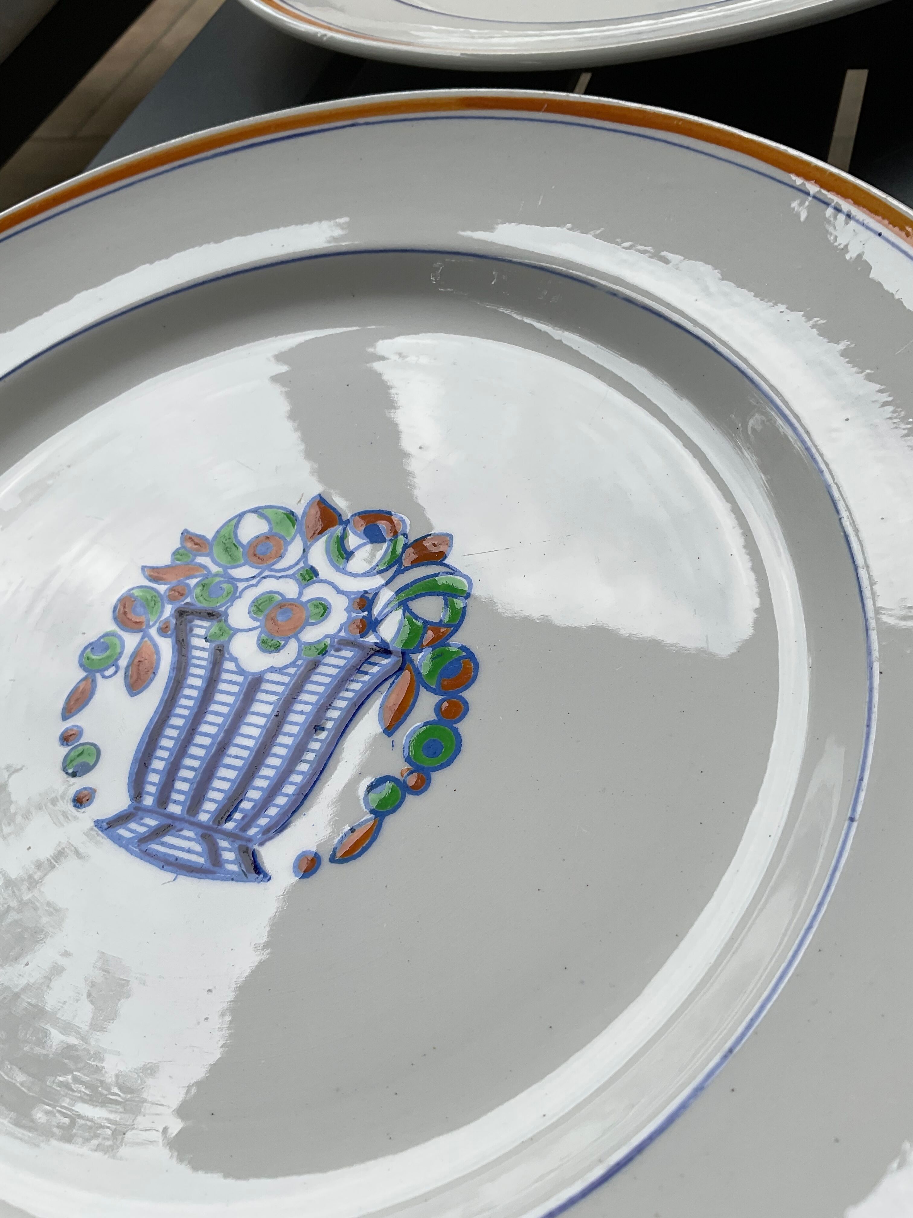 8 flat plates, model art deco, la louvière
