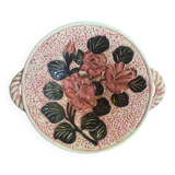 Old Plate VALLAURIS Polychrome Ceramic Flower Decor Vintage