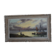Peinture R. Lambert Retour de pêche en mer bretonne au Crépuscule