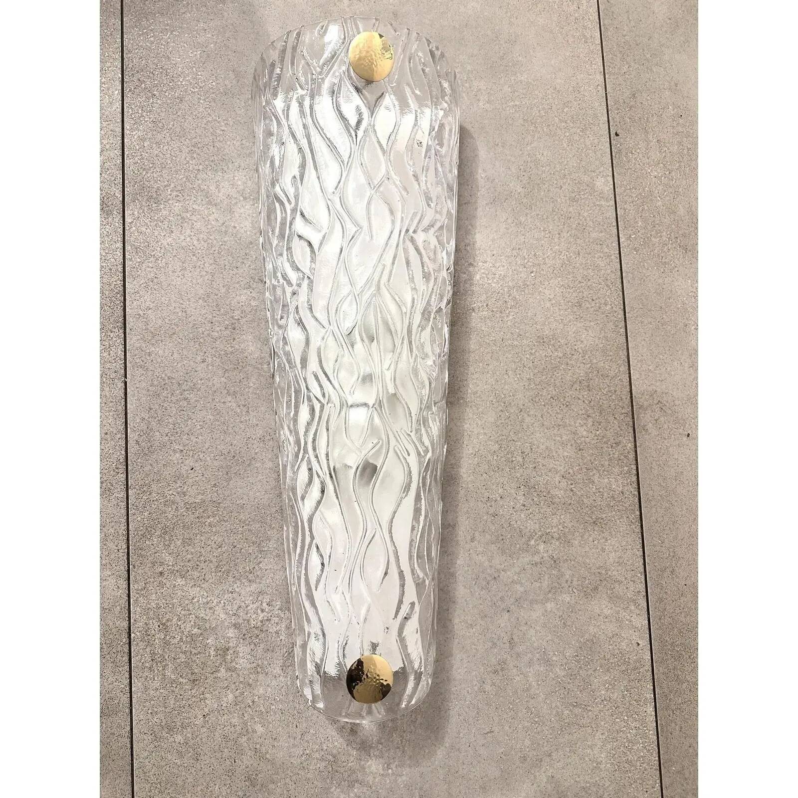Monumental Clear Murano Glass Wall Sconces from Italy – Set of Two