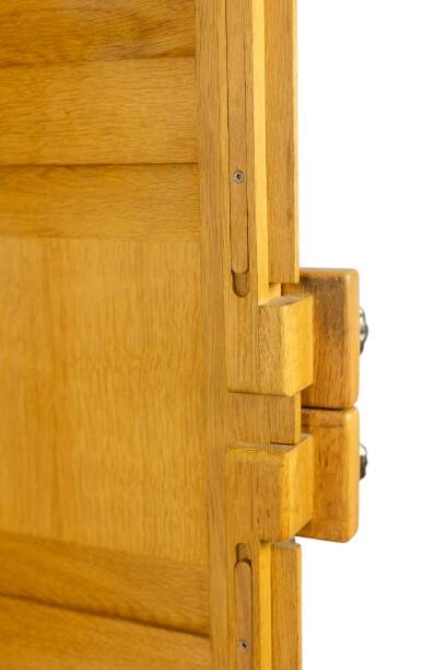 Guillerme and Chambron. Oak wardrobe with integrated secretary. 1970-80.