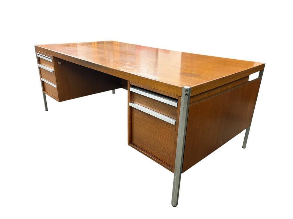 XL vintage wooden desk De Coene 'EFAC M20 Cotribel'