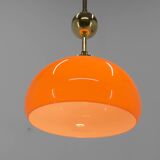 Suspension en verre orange et laiton, années 1980, restauré