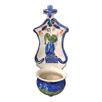 Bénitier XIXème en faience de Quimper