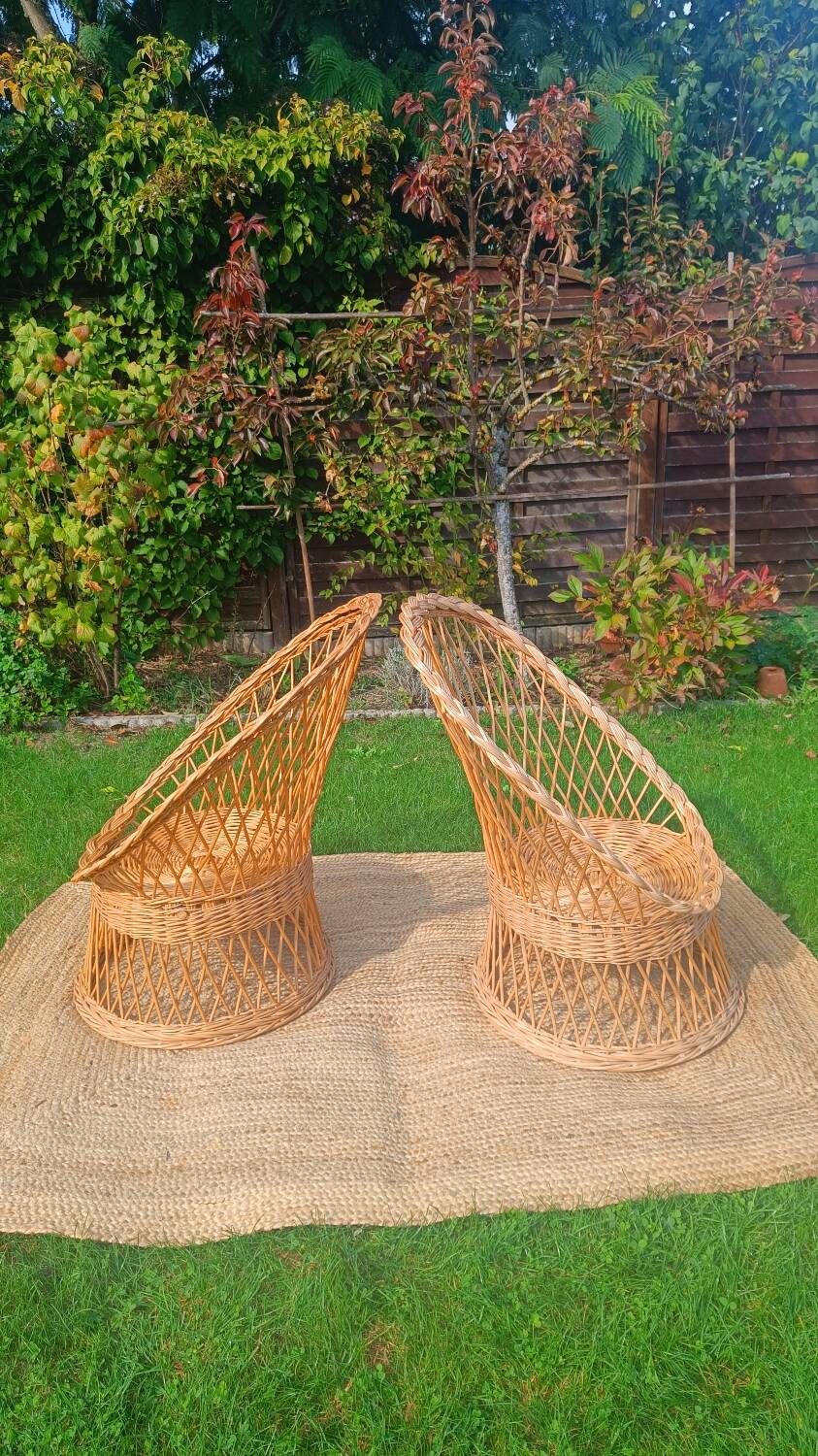Rattan and wicker basket chairs