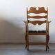 Vintage Brutalist Oak Razorblade Green Striped Armchair by H Kjærnulf, 1960