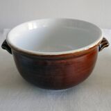 Set of 2 bowls or containers in glazed glazed stoneware with ears Vintage Folk Art