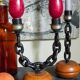 Duo of brutalist Art-popular candlesticks 50s