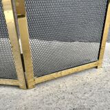 1960s brass fireplace screen, vintage spark guard