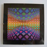 Vintage serigraph by Victor Vasarely, framed and under glass, 27 x 27 cm.