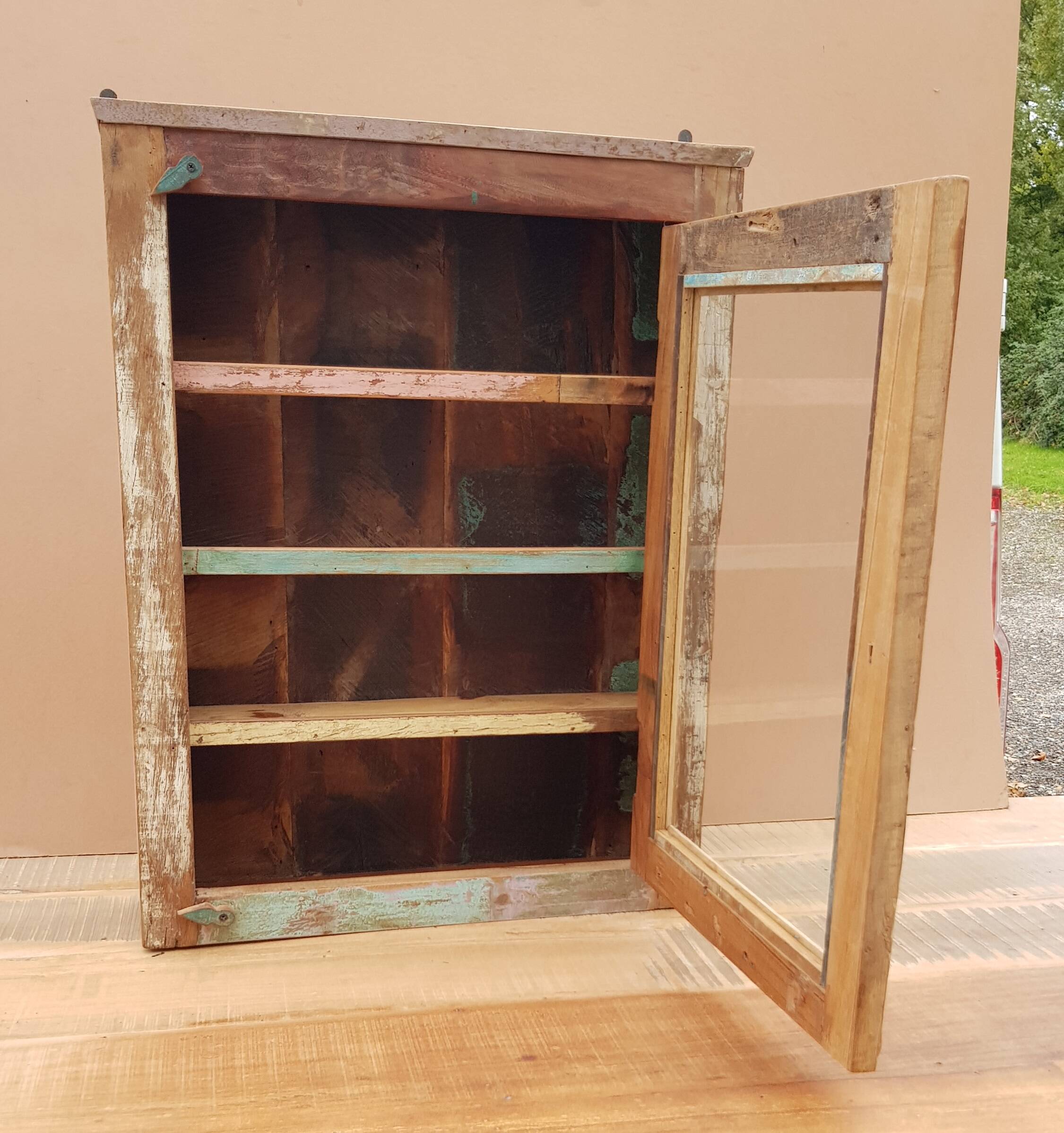 Polychrome teak display case