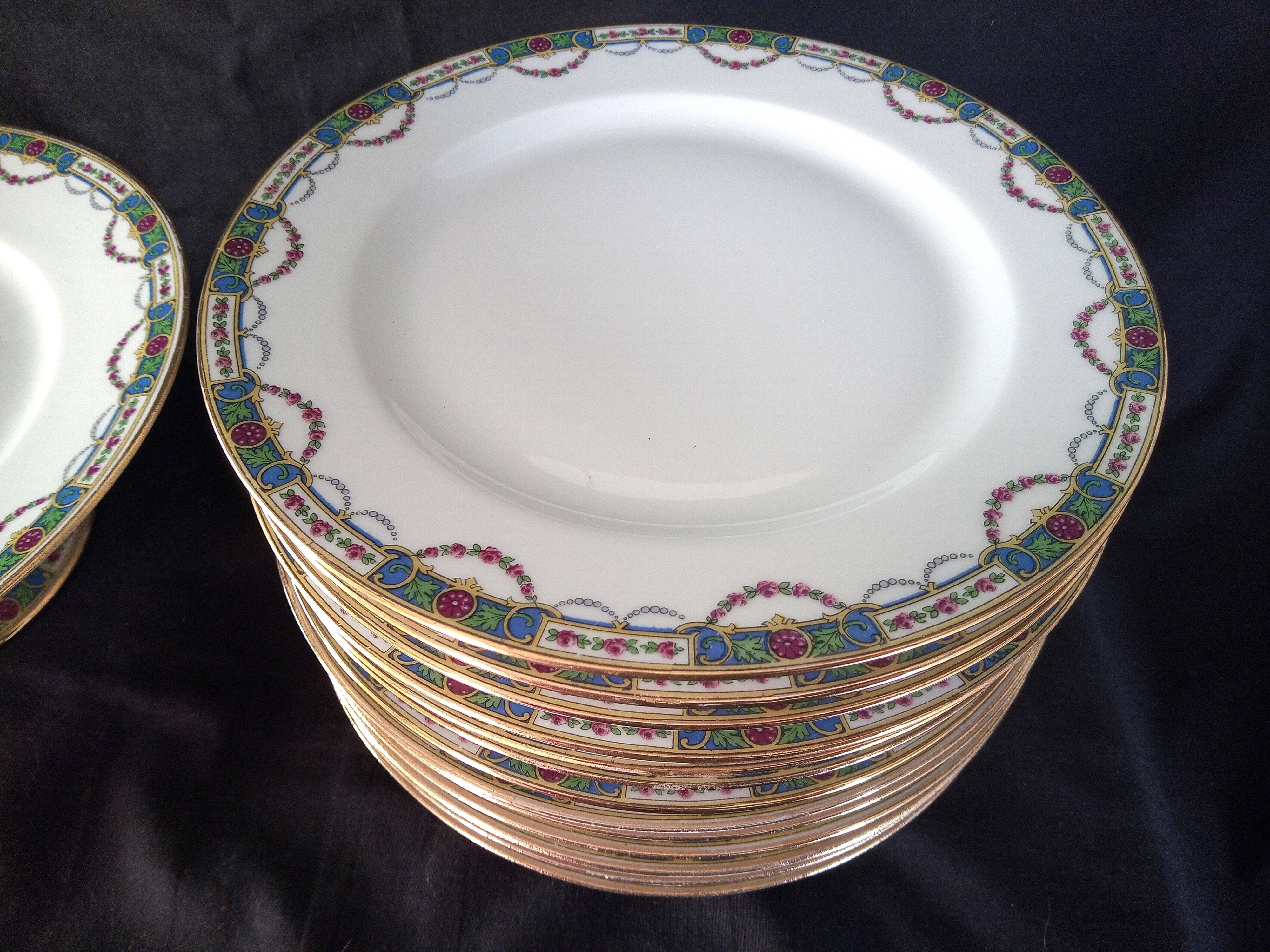 Limoges porcelain dessert service for 12 people, Jean Boyer and Nardon Lafarge (1920 - 1934)