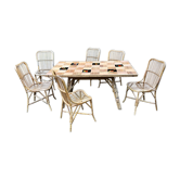 Lot tables 6 bamboo and ceramic chairs