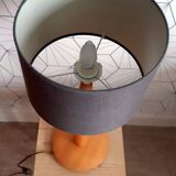 Solid beech table lamp with brown lampshade