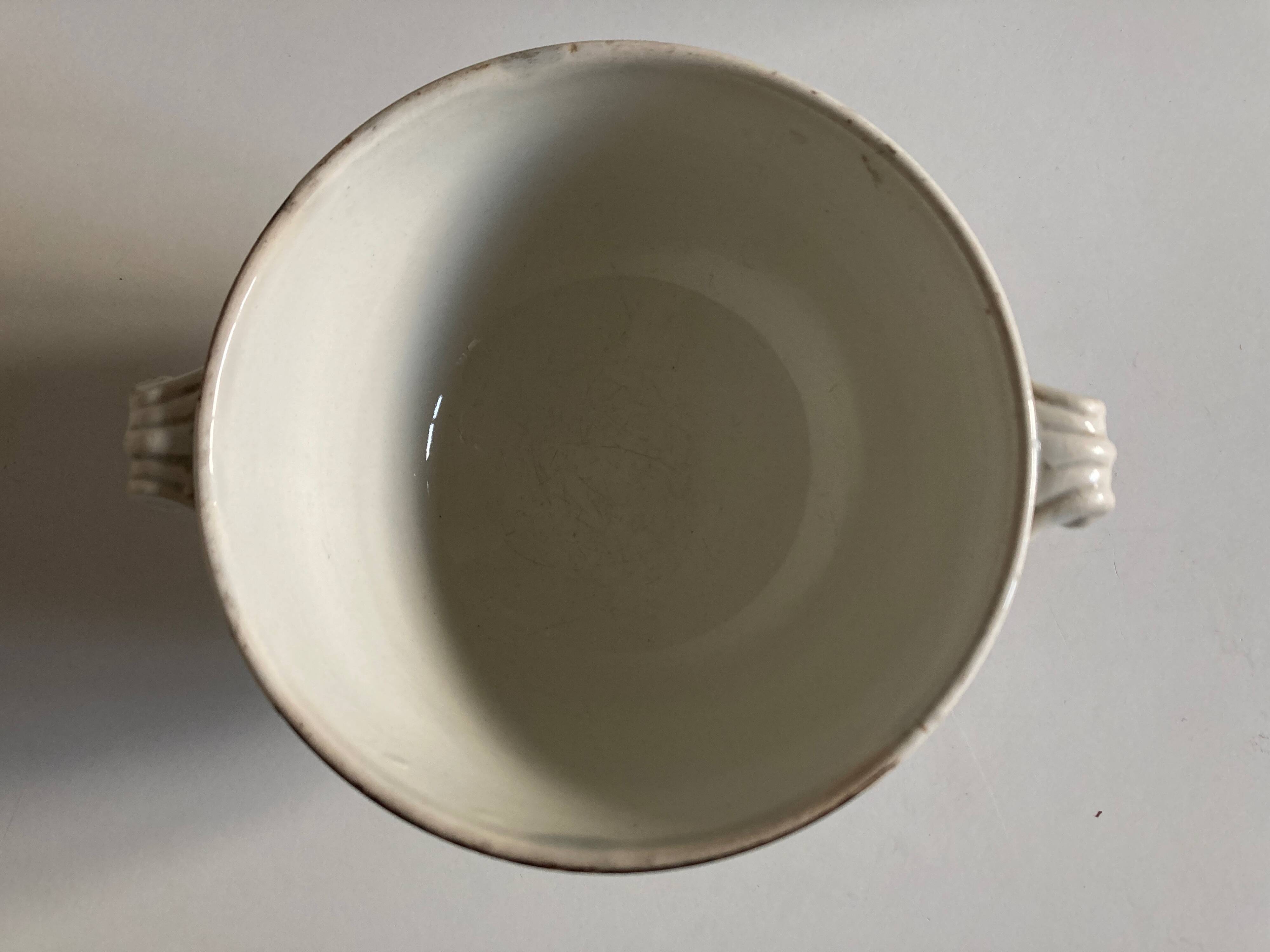 Neo-classical directoire eared bowl Creil and Montereau 1850
