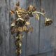 Pair of bronze and gold metal floral wall sconces, flower wall lamp.