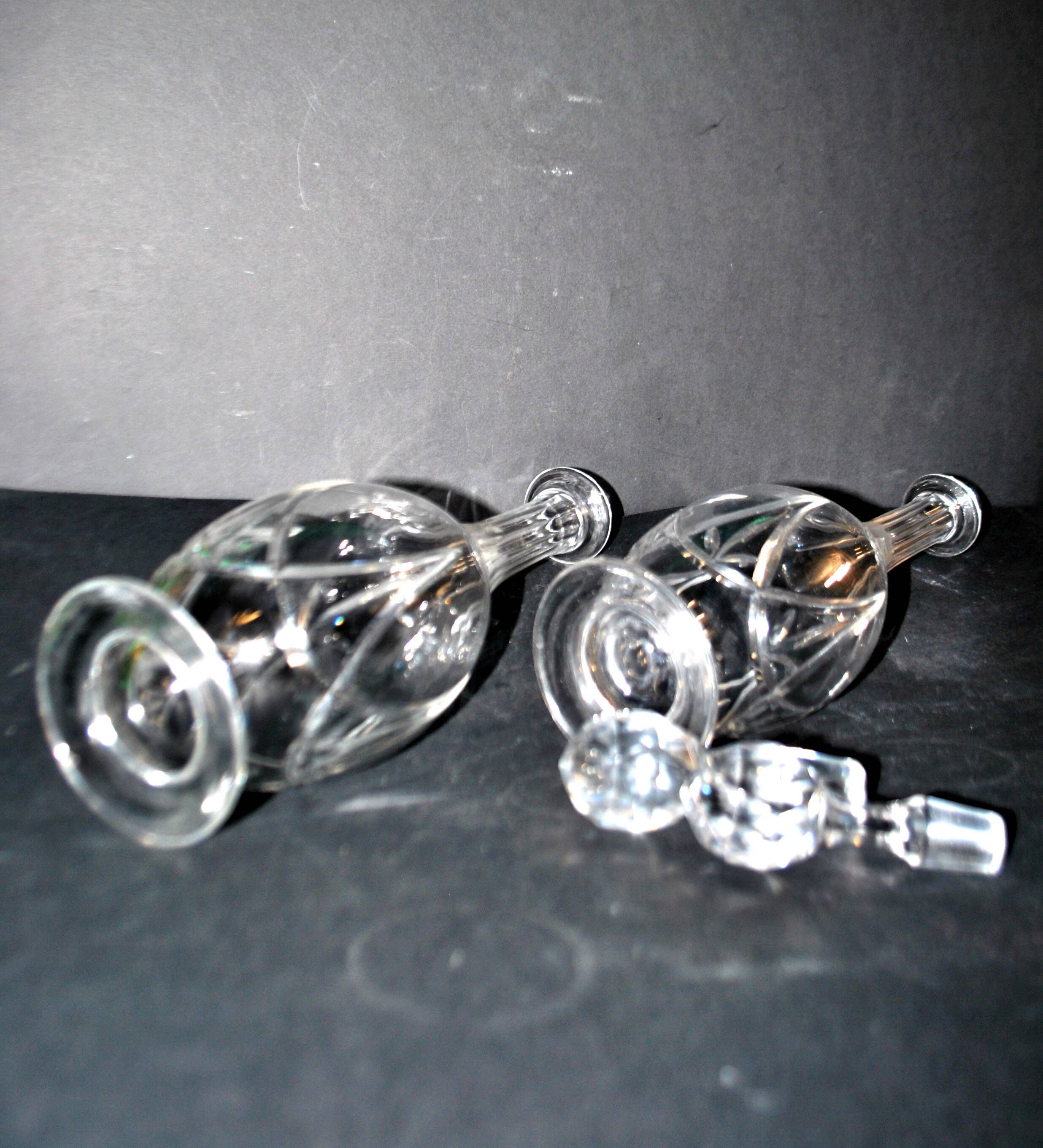 Saint-louis set of 2 antique lasalle cut crystal carafes 1930