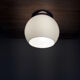 Old bistro ceiling lamp - semi-spherical globe in white opaline - 1950