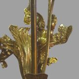 Lamp foot in gilded bronze with foliage 1970
