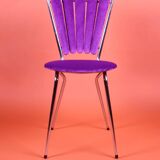 Chaise pétales velours violet 70s restaurée
