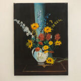 Oil on canvas bouquet signed