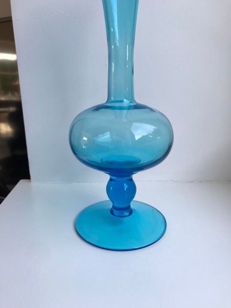 Design vase in turquoise blue glass 70s