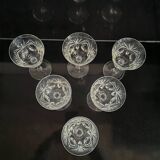 Cut white wine glasses