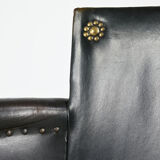 Otto Schulz leather club chair, for Boet. Sweden, C.1940