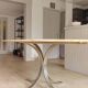 Oval table roche bobois in marble and chrome steel of the 70s