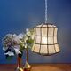 Vintage mother-of-pearl and brass lampshade pendant light