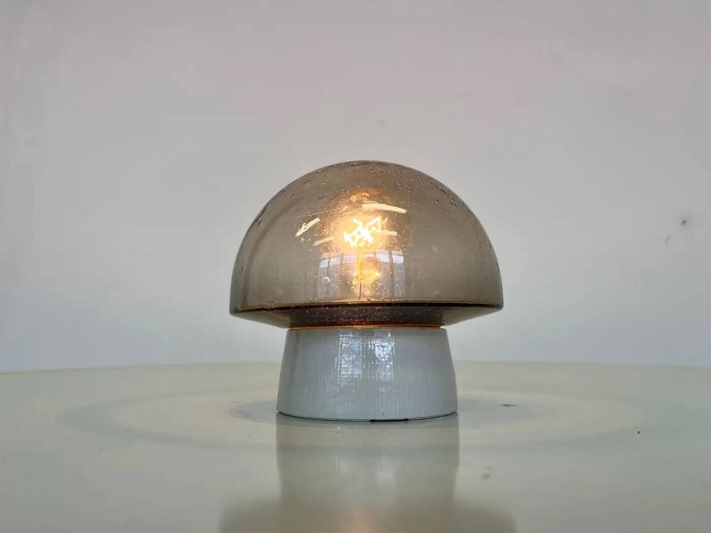 Small glass design wall or ceiling lamp, flush mount, 1970s