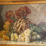 STILL LIFE BOUQUET OF DAHLIAS OIL PAINTING SIGNED MARIUS DALON EARLY 20TH CENTURY
