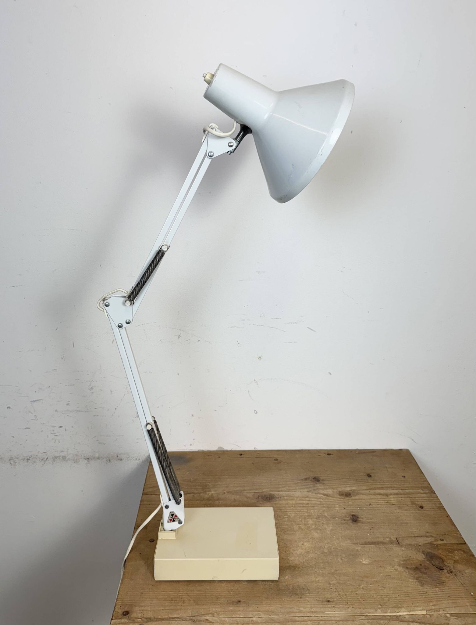Vintage White Italian Architect Table Lamp, 1970s