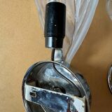 70s glass and chrome metal leaf wall lights